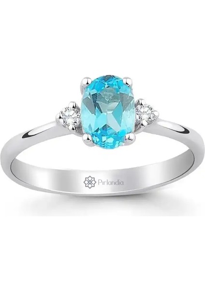 1,20 Karat Pırlanta Mavi Topaz Yüzük