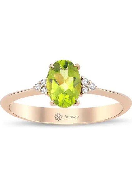 0,80 Karat Pırlanta Peridot Yüzük