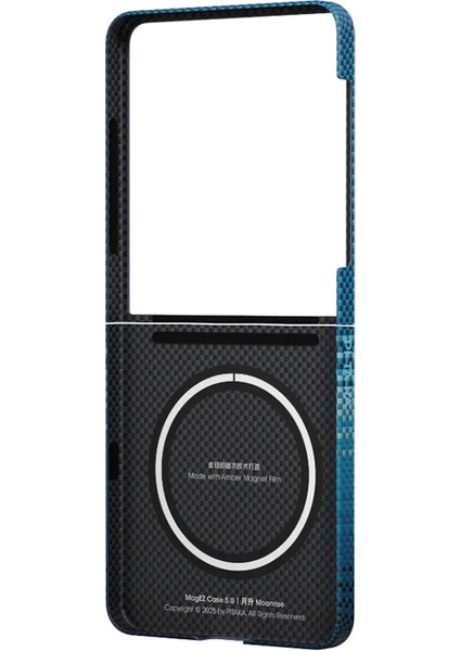 Galaxy Z Flip 7 Uyumlu Kılıf M-Safe Şarjlı Aramid Pitaka Tactile Woven Serisi Kapak Mavi modelleri