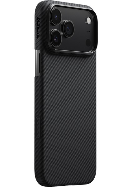 iPhone 17 Pro Max Uyumlu Kılıf M-Safe Şarjlı 1500D Aramid Pitaka Ultra-Slim Classic Serisi Siyah-Gri