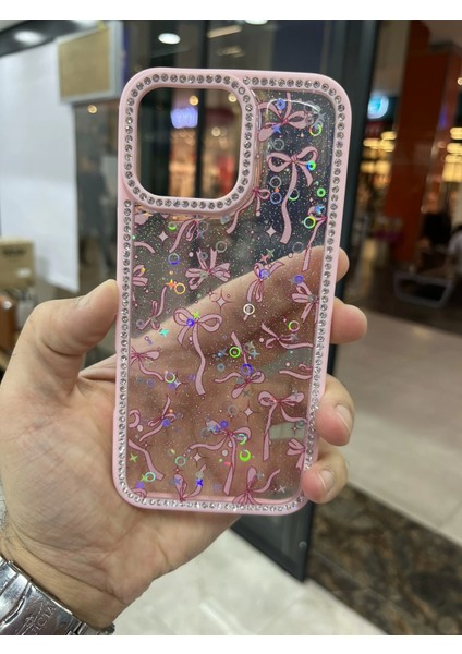 Iphone 15 Pro Max Kenarları Elmas Taşlı Kapak Premium Darbe Korumalı Kılıf