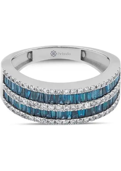 1,10 Karat Mavi Pırlanta Baget Yüzük fiyatları