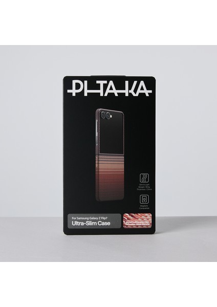 Galaxy Z Flip 7 Uyumlu Kılıf M-Safe Şarjlı Aramid Pitaka Tactile Woven Serisi Kapak Kahverengi