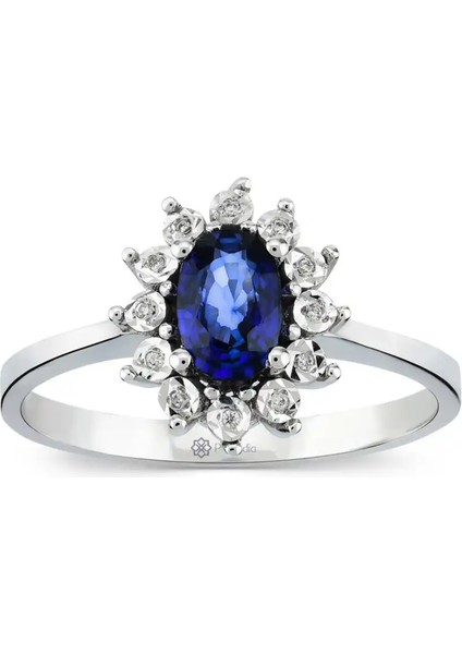 0,75 Karat Pırlanta Safir Yüzük