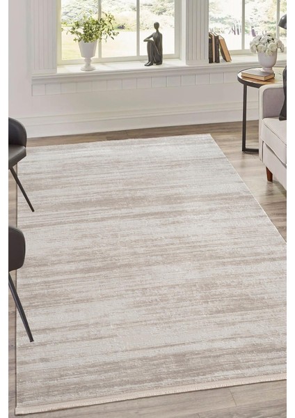 Lıfe LF001A Krem Halı Modern Desen Antialerjik Pamuk Taban Yıkanabilir Salon Halısı Yatak Odası