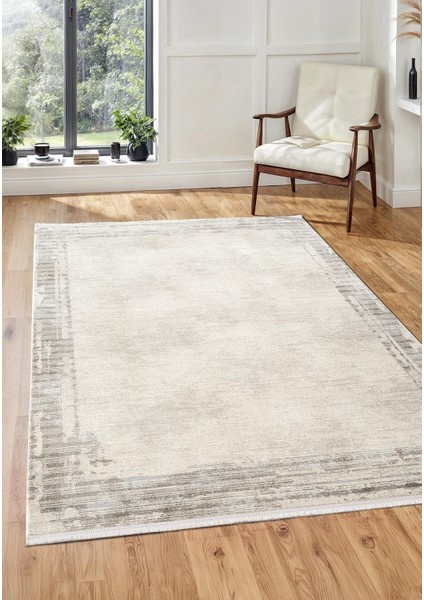 Sılva SL103A Krem Halı Modern Desen Antialerjik Pamuk Taban Salon Halısı Yatak Odası Mutfak Koridor