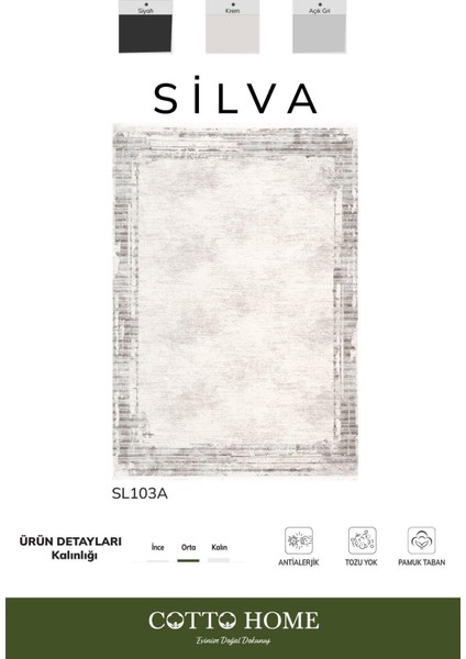 Sılva SL103A Krem Halı Modern Desen Antialerjik Pamuk Taban Salon Halısı Yatak Odası Mutfak Koridor fiyatları