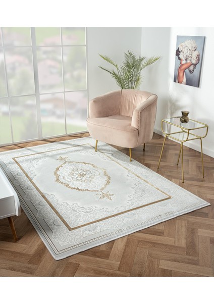 Nexus NX001A Krem Halı Klasik Desen Antialerjik Pamuk Taban Salon Halısı Yatak Odası Mutfak Koridor