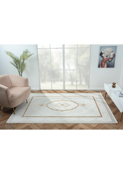 Nexus NX001A Krem Halı Klasik Desen Antialerjik Pamuk Taban Salon Halısı Yatak Odası Mutfak Koridor indirimleri