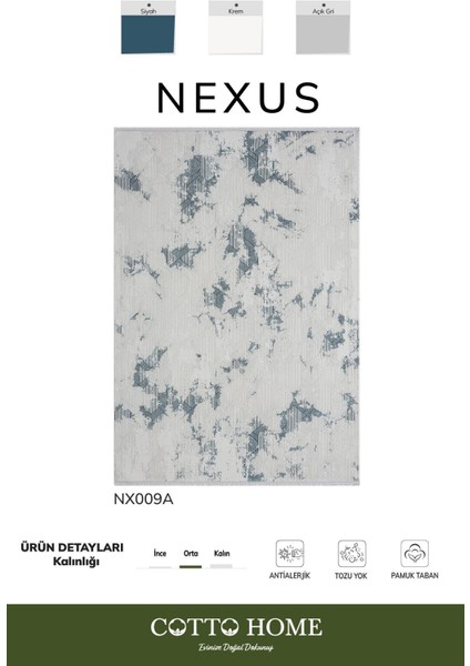 Nexus NX009A Krem Halı Modern Desen Antialerjik Pamuk Taban Salon Halısı Yatak Odası Mutfak Koridor fiyatları