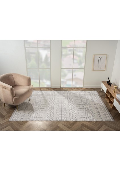 Feel FL007A Krem Halı Etnik Desen Akrilik Tozu Az Pamuk Taban Salon Halısı Yatak Odası Koridor indirimleri