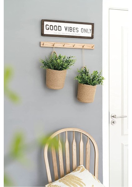 Dekoratif Ikili Jüt Saplı Hasır Sepet Duvar Saksı 20CM x 20CM, Jüt Bej Saksılık, Dekoratif Havluluk fiyatları