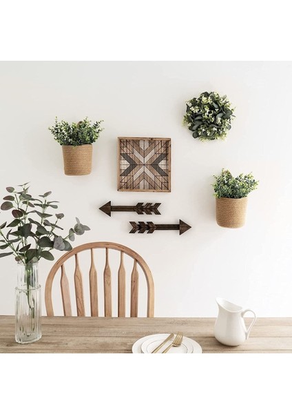 Dekoratif Ikili Jüt Saplı Hasır Sepet Duvar Saksı 20CM x 20CM, Jüt Bej Saksılık, Dekoratif Havluluk modelleri