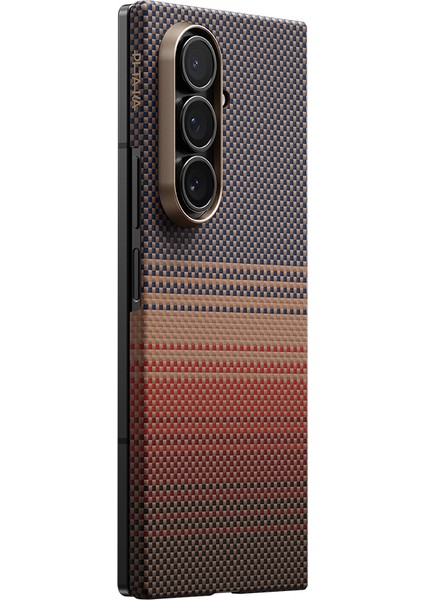 Galaxy Z Fold 7 Uyumlu Kılıf M-Safe Şarjlı Aramid Pitaka Tactile Woven Serisi Kapak Kahverengi