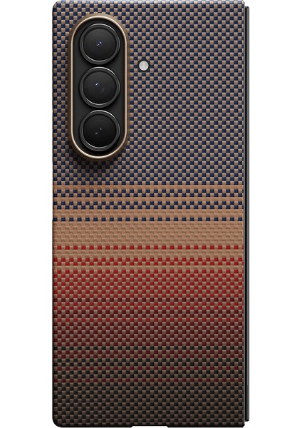 Galaxy Z Fold 7 Uyumlu Kılıf M-Safe Şarjlı Aramid Pitaka Tactile Woven Serisi Kapak Kahverengi modelleri