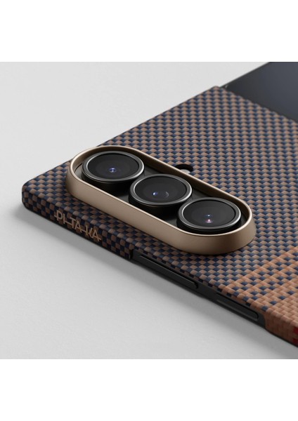 Galaxy Z Fold 7 Uyumlu Kılıf M-Safe Şarjlı Aramid Pitaka Tactile Woven Serisi Kapak Kahverengi fırsatları