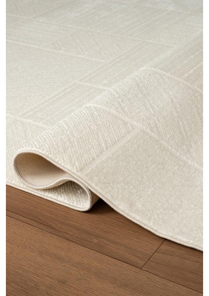 Quatro QU013A Beyaz Halı Modern Desen Pamuk Taban Salon Halısı Yatak Odası Mutfak Koridor modelleri