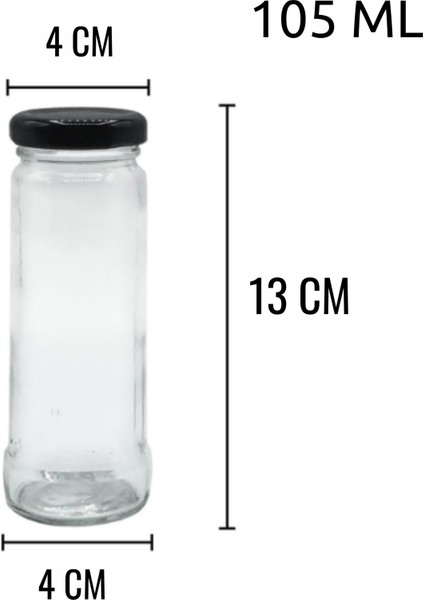10 Adet 105 ml Metal Siyah Kapaklı 105 cc Şeffaf Uzun Cam Kavanoz Baharatlık Beslenme Şişe fiyatları