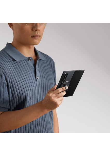 Galaxy Z Fold 7 Uyumlu Kılıf M-Safe Şarjlı 600D Aramid Pitaka Ultra-Slim Classic Serisi Siyah-Gri