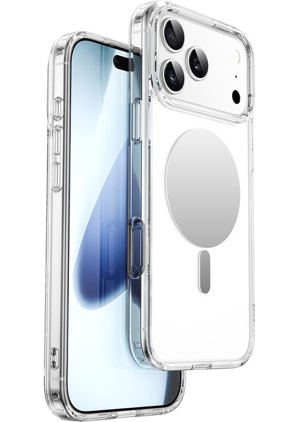 iPhone 17 Pro Kılıf M-Safe Şarj Özellikli Wiwu MCC-701 Aynalı Pro Serisi Sert Pc Kapak Şeffaf modelleri