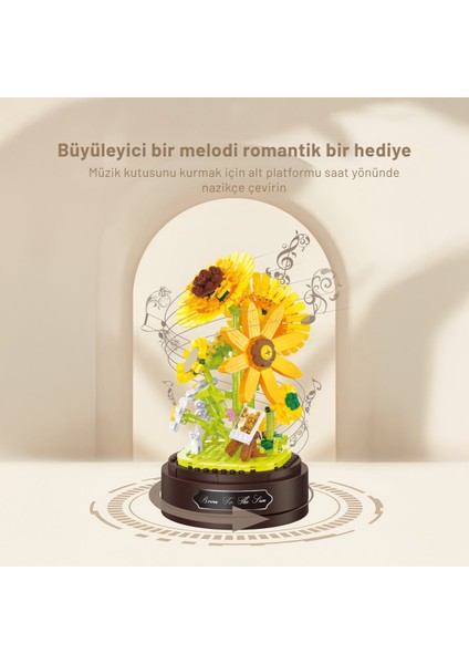 Çiçek Sanatı Müzik Kutusu Yapı Bloğu Seti – 483 Parça modelleri