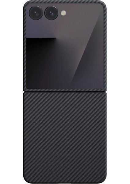 Galaxy Z Flip 7 Uyumlu Kılıf M-Safe Şarjlı 600D Aramid Pitaka Ultra-Slim Classic Serisi Siyah-Gri fiyatları