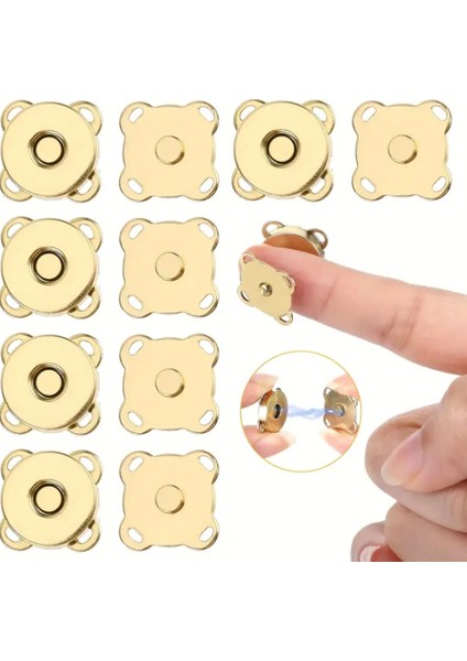 Mıknatıslı Dikilebilen Çıtçıt, Kıyafet Çıtçıtı, Çanta Çıtçıtı, Cüzdan Çıtçıtı 10 Adet Gold