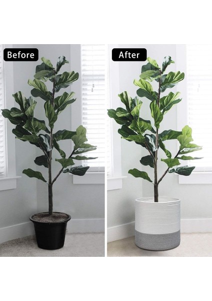 Dekoratif Jüt Saplı Hasır Sepet Saksı 20CM x 20 Cm, Jüt Bej Saksılık, Dekoratif Saksı ve Havluluk modelleri