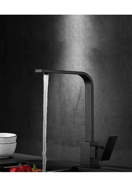 Krom Kare Siyah Modern Mutfak Bataryası