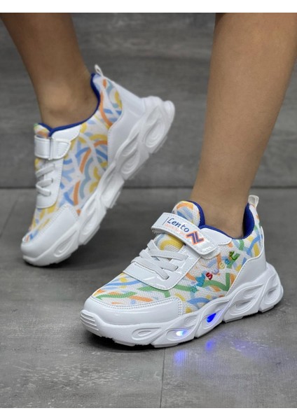 Çocuk Spor Ayakkabı Işıklı Cırtlı Kauçuklu