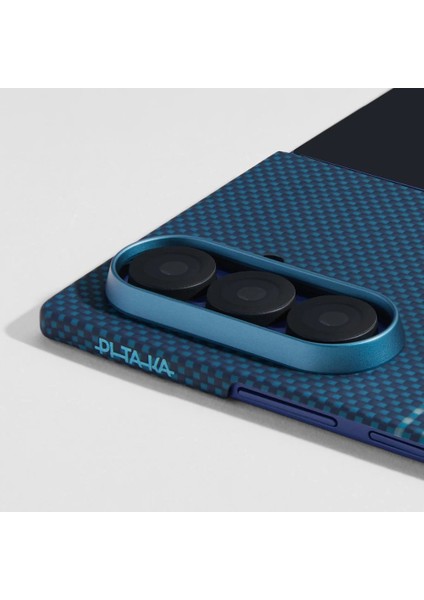 Galaxy Z Fold 7 Uyumlu Kılıf M-Safe Şarjlı Aramid Pitaka Tactile Woven Serisi Kapak Mavi fırsatları