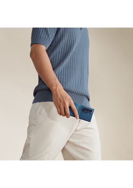 Galaxy Z Fold 7 Uyumlu Kılıf M-Safe Şarjlı Aramid Pitaka Tactile Woven Serisi Kapak Mavi indirimleri