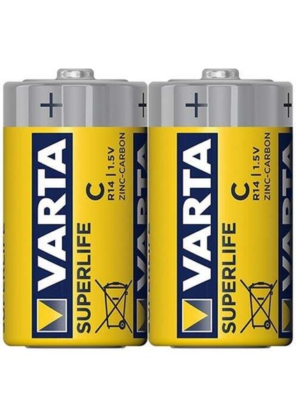 Varta Superlife Çinko Orta C Boy Pil (24'lü Paket)