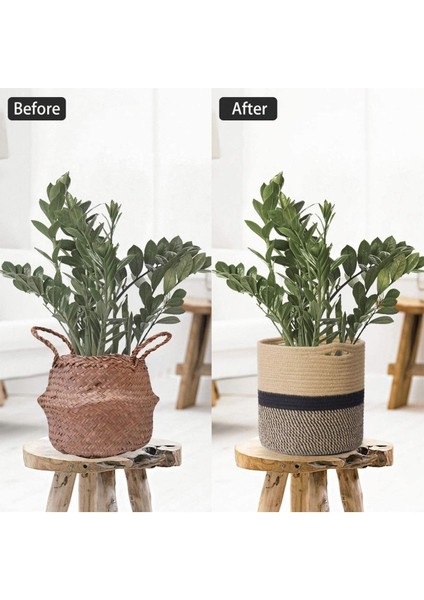 Dekoratif Jüt Saplı Hasır Sepet Saksı 25CM x 25 Cm, Jüt Bej Saksılık, Dekoratif Saksı ve Havluluk fırsatları