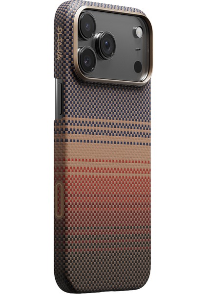 iPhone 17 Pro Max Uyumlu Kılıf M-Safe Şarjlı Aramid Pitaka Tactile Woven Serisi Kapak Kahverengi