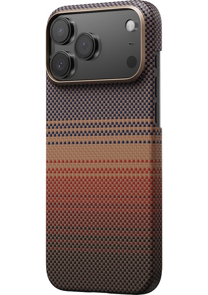 iPhone 17 Pro Max Uyumlu Kılıf M-Safe Şarjlı Aramid Pitaka Tactile Woven Serisi Kapak Kahverengi modelleri