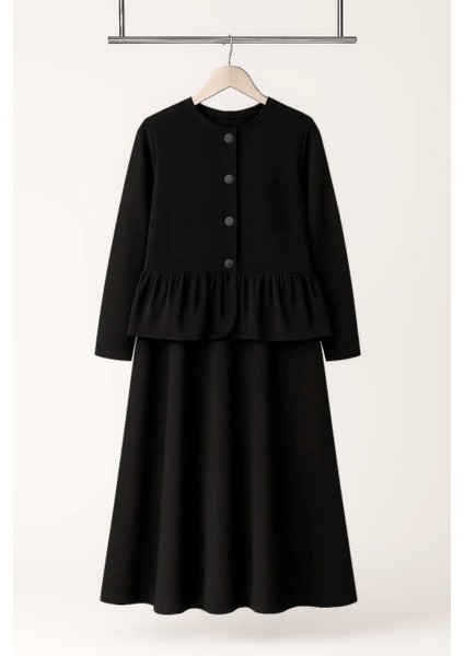 Kız Çocuk Siyah Peplum Ceket ve Etek Takımı fırsatları