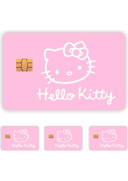Aksesuar 4 Adet Hello Kitty Kart Kaplama Sticker Kart Etiketi 4