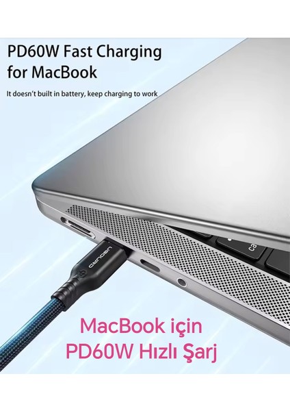1-Metre PD 60W Usb To Type-C 3.2/Gen2/10Gbps E-Marker Akıllı Çip Ce Lisanslı Şarj ve Data Video Kablosu Hasır Örgülü Sağlam Kablo Orjinal
