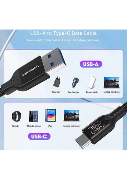 1-Metre PD 60W Usb To Type-C 3.2/Gen2/10Gbps E-Marker Akıllı Çip Ce Lisanslı Şarj ve Data Video Kablosu Hasır Örgülü Sağlam Kablo Orjinal fiyatları