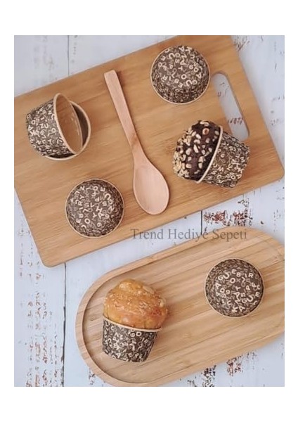 Hediye Sepeti 50'li Kraft Kahverengi Desenli, Muffin Kek Kalıbı, Kek Kapsülü Cupcake Kalıbı, Airfryer Uyumlu fiyatları