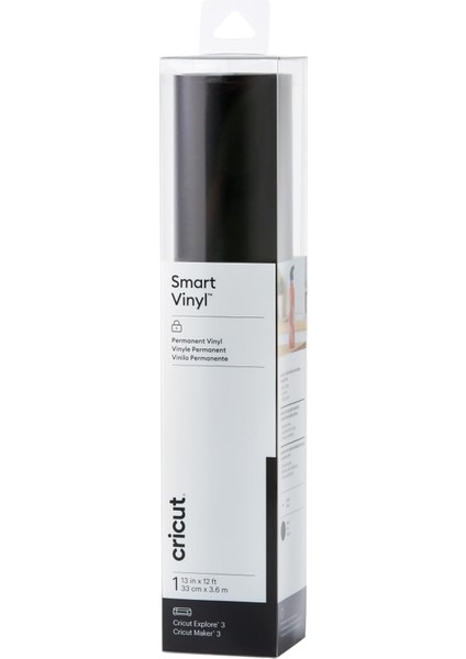 2009053 Smart Vinyl Permanent | 1 Yaprak | 33 cm x 3,6 M | Siyah, Polivinil Klorür, (12 Ft)