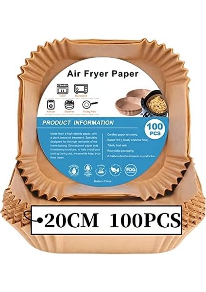 Sıcak Hava Fritözleri Için Fırın Kağıdı, 100 Adet Airfryer Pişirme Kağıdı, Yapışmaz, Yağa Dayanıklı, Suya Dayanıklı Hava Fritözü, Tek Kullanımlık Parşömen Kağıdı, Fırın ve Mikrodalga Için fiyatları