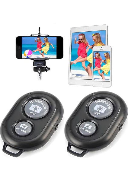 2 Adet Bluetooth Selfie Kumandası - Ios & Android Uyumlu, Kablosuz Uzaktan Fotoğraf ve Video Çekimi