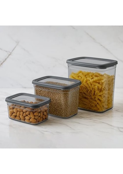Life Tower Premium 9 Lu Dikdörtgen Saklama Kabı Seti - 3 Farklı Boy, Kilitli Kapak, Dikey Tasarım, Bpa Içermez (Antrasit) modelleri