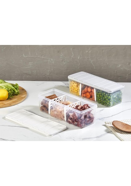 Home Bölmeli 8'li Nora Saklama Kabı 2 Lt Ekru