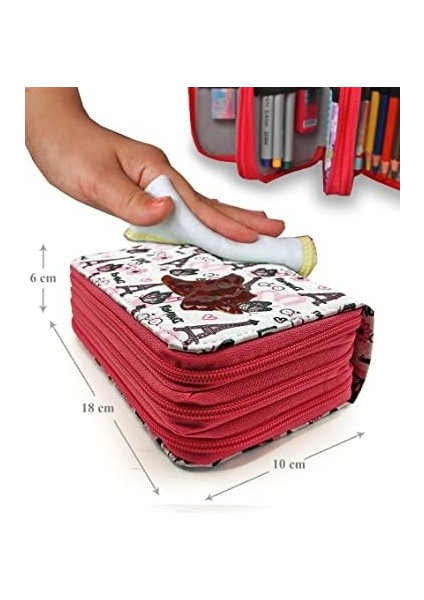 Kalem Kutusu Eyfel Paris Desenli Kawai Organizer Kalemkutu Vegan Deri Üç Bölmeli Kalemlik modelleri