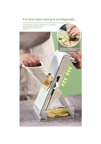 Home Profesyonel Basmalı Rende Doğrayıcı - 3 Bıçaklı Paslanmaz Çelik Kesme, Mandolin Doğrama ve Rendeleme Aleti - Sebze, Meyve, Peynir, Salata ve Pratik Mutfak Kullanımı Için Ergonomik Tasarım modelleri