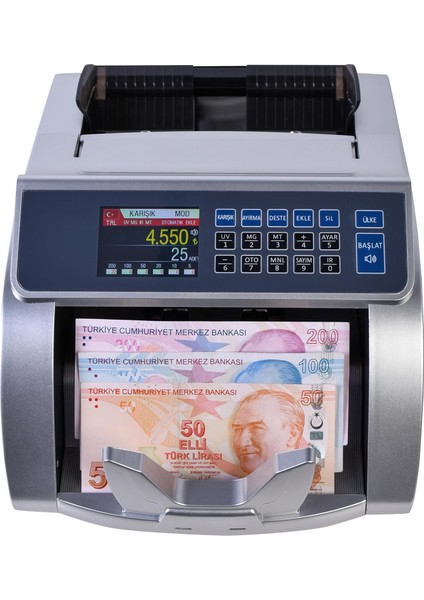 Hms Kaan Tl Karışık Sayım Ofis Tipi Para Sayma Makinesi, Gri, (Sesli Konuşma)