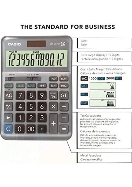 Masa Üstü Hesap Makinesi 12 Hane Pembe DF-120FM-PK Casıo JF-120FM Pembe Renk 12 Haneli Vergi Maliyeti Satış Marjı Hesaplayıcı Dual Power fiyatları